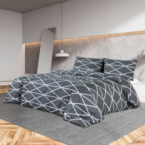vidaXL Bäddset grå 200x200 cm bomull