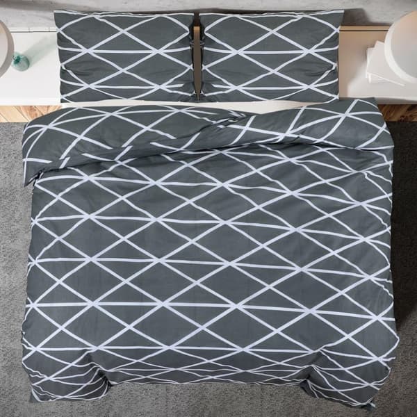vidaXL sengetøj 200x200 cm bomuld grå