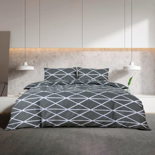 vidaXL sengetøj 200x220 cm bomuld grå