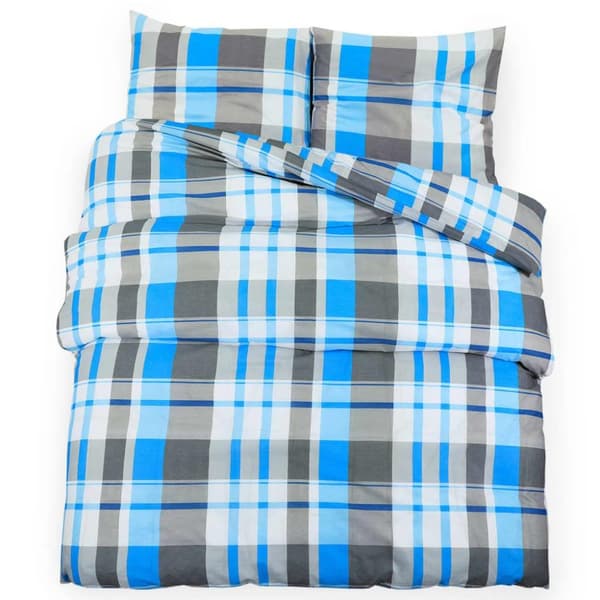 vidaXL sengetøj 240x220 cm bomuld blå og grå
