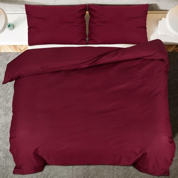 vidaXL Bäddset vinröd 200x200 cm bomull