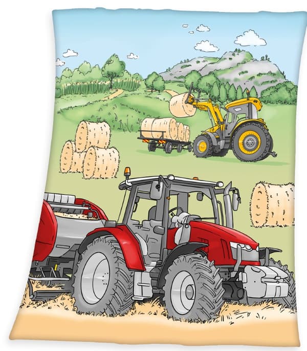 Traktor  Fleecefilt - 130 x 160 cm