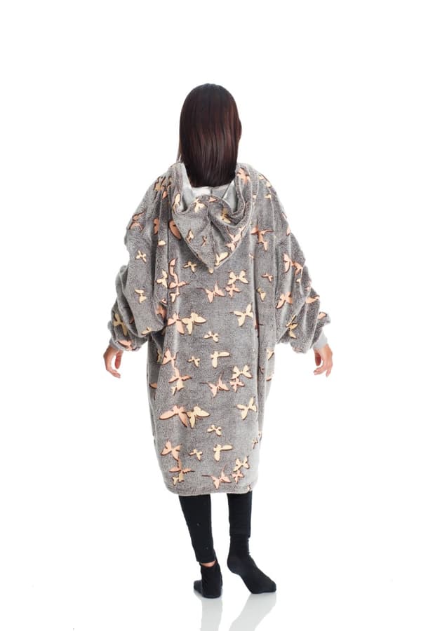 KANGURONE Glow Hoodie Pläd för vuxna, fjärilar