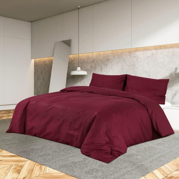 vidaXL sengetøj 200x200 cm let mikrofiberstof Bordeauxfarvet