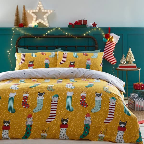 Furn Meowy Christmas Påslakan Set Ochre Toddler