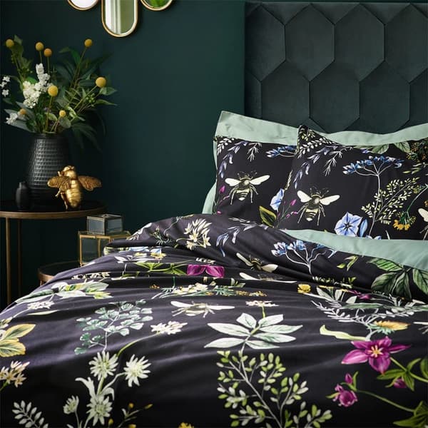 Wylder Midnight Bee Velvet Floral Duvet Cover Set