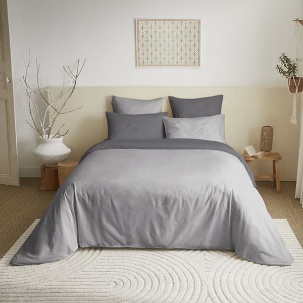 Komplett paket 6 stycken Grå/Antracit vändbart påslakan för säng 140 x 190 cm