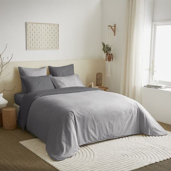 Komplett paket 6 stycken Grå/Antracit vändbart påslakan för säng 140 x 190 cm