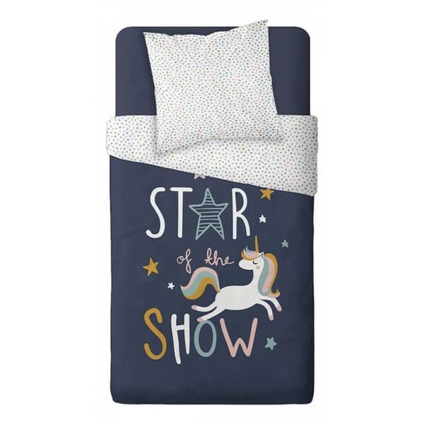 Påslakanset 140 x 200 "Star of the show" Vändbar 100% bomull / 57 trådar/cm²