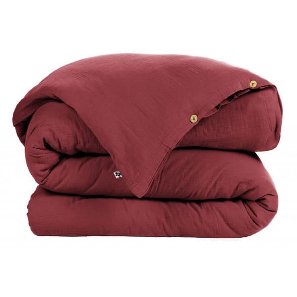Påslakanpaket "Gaïa" "Cotton Gauze" - Gaïa Lie de Vin - 3-delat förpackning för säng 90 x 190 cm (1 Påslakan 140 x 200