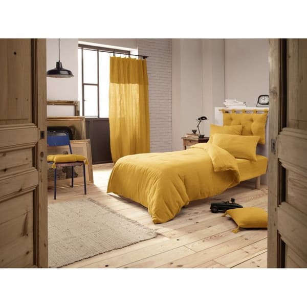 "Gaïa" "Cotton Gauze" påslakanpaket - Gaïa Saffron - 3-delat förpackning för säng 90 x 190 cm (1 påslakan 140 x 200 + 1