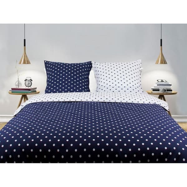 Blue Dots påslakanset - 100 % bomull / 57 trådantal/cm² - påslakanset 200 x 200 cm + 2 örngott 65 x 65 cm