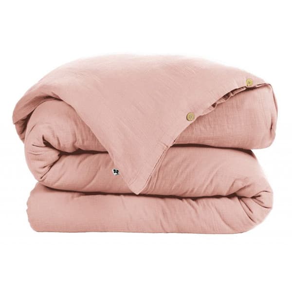 "Gaïa" "Cotton Gauze" påslakanpaket - Peach Pink Gaïa - 4 delar förpackning för säng 180 x 200 cm (1 påslakan 260 x 24