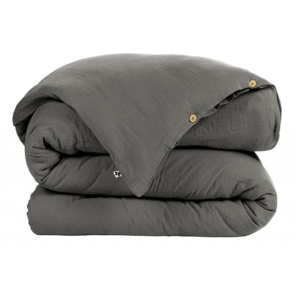 "Gaïa" "Cotton Gauze" påslakanpaket - Gaïa Granit - 4-delat förpackning för säng 140 x 190 cm (1 påslakan 240 x 220 +