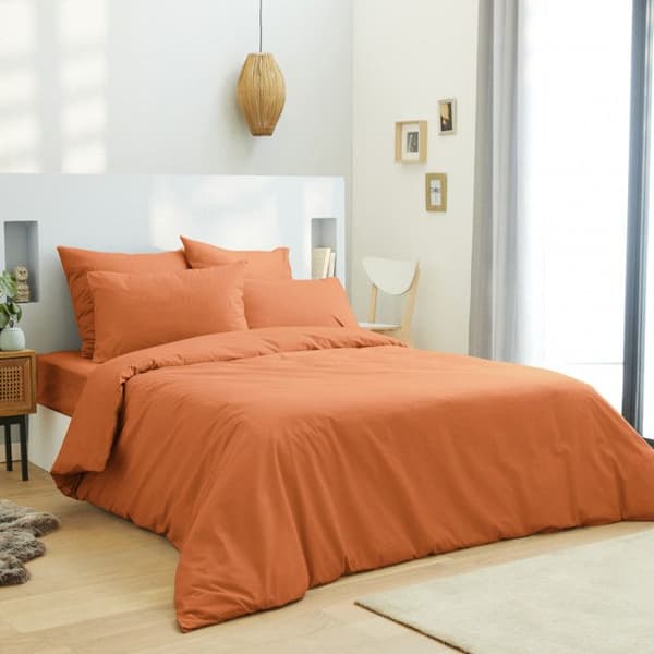 Orange påslakan 260 x 240 cm / 100 % bomull / 57 trådar/cm² för "King Size" dubbelsäng