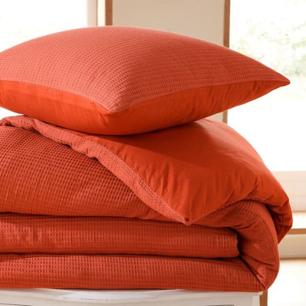 "Honeycomb" påslakanset 240 x 220 för dubbelsäng 140 till 160 cm - Terracotta honeycomb