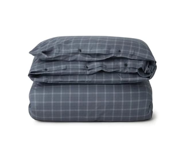 Lexington Checked Lyocell/Cotton Pin Point Oxford Påslakanset Dove/Dk Gray/White 150x210 / 50x60
