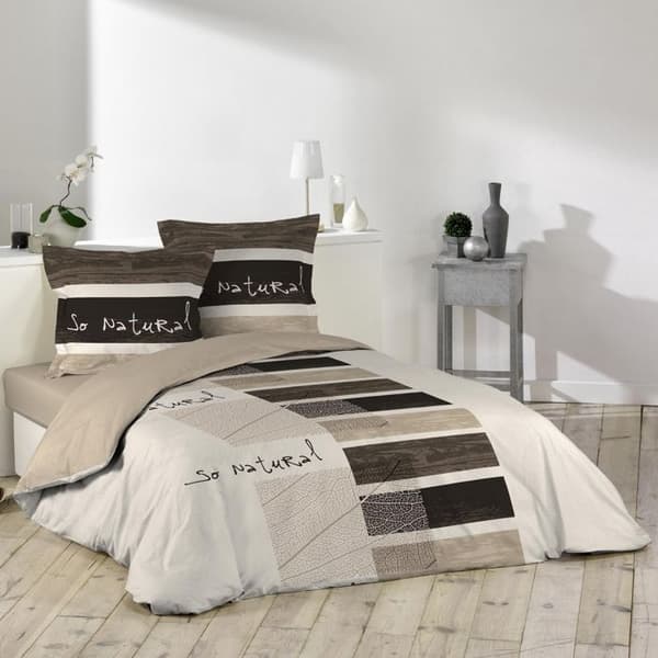 Påslakanset - DOUCEUR D'INTERIOR - Så naturligt - 100% bomull - TAUPE/ANTRACIT