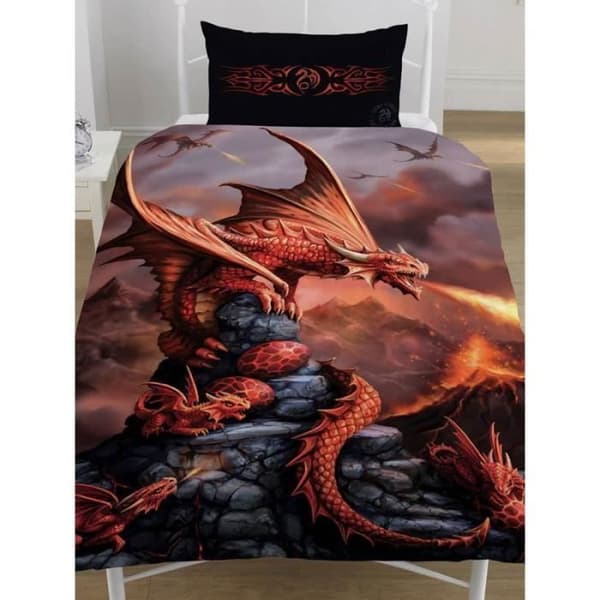 Anne Stokes Fire Dragon påslakan och örngott set