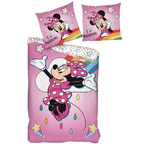 Påslakan - Disney - Minnie Mouse - 200 x 140 cm - Mikrofiber - Rosa och vit