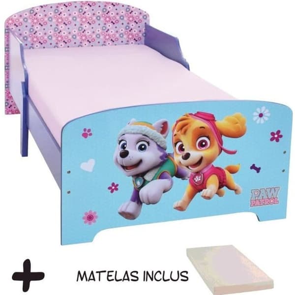 Barnsäng - Paw Patrol - Everest och Stella - 140x70cm - Madrass ingår - Officiell licens