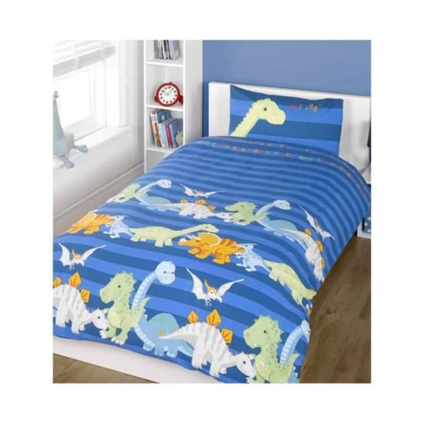 Blå dinosaurie junior täcke - Märke - Modell - 120x150cm - 1 person - Blå och grön