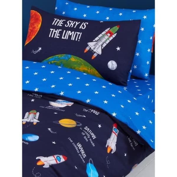 The Sky is the Limit Toddler Påslakan och örngott Set - Blå - 120cm x 150cm