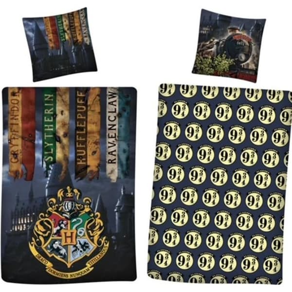 Bäddset - HARRY POTTER - 140x200 cm - 1 örngott 63x63 cm - 100% polyester - Grå och gul