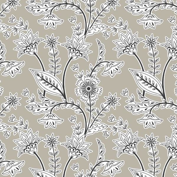 Sängtäckenset 90 x 190 cm Taupe-blommigt 100% bomull / 57 trådar/cm²