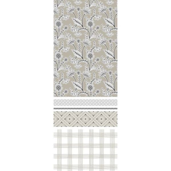 Sängtäckenset 90 x 190 cm Taupe-blommigt 100% bomull / 57 trådar/cm²