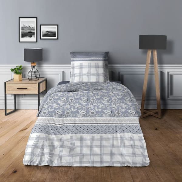 Påslakan för säng 90 x 190 cm Lavendelblommig 100% bomull / 57 trådar/cm²
