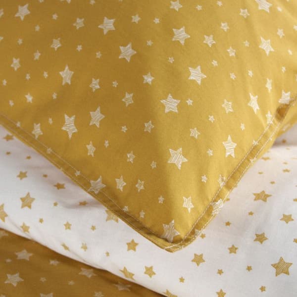 Påslakanset 140 x 200 "Happy Stella" Vändbar 100% Bomull / 57 trådar/cm² - Gul