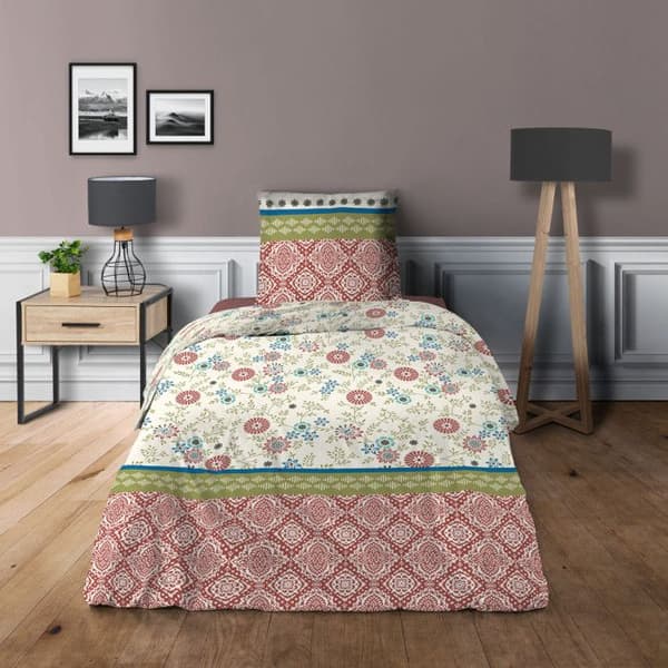 Påslakan för säng 90 x 190 cm Naturröd 100% Bomull / 57 trådar/cm²