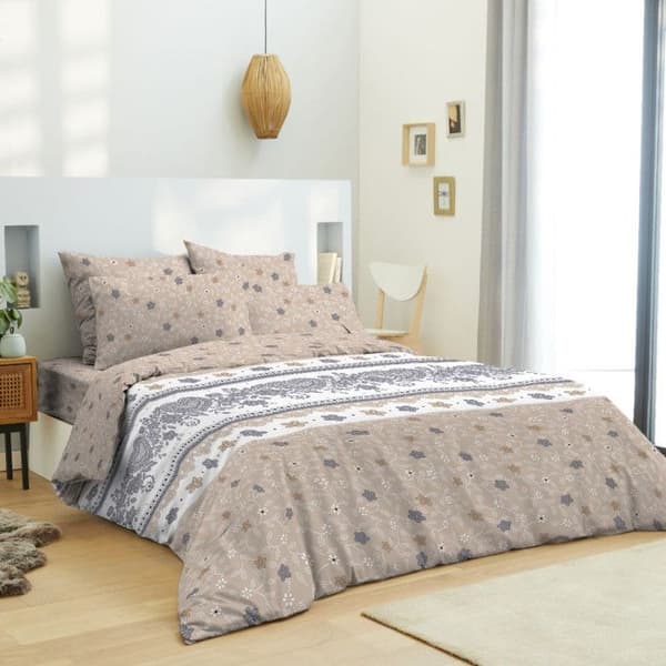 Komplett vändbart påslakanspaket för säng 140 x 190 cm Hjärta taupe