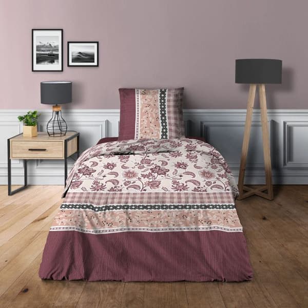 Påslakan för säng 90 x 190 cm Burgundy Cashmere 100% Bomull / 57 Trådantal/cm²