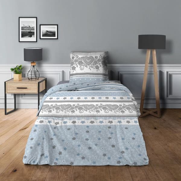 Påslakan för säng 90 x 190 cm Hjärtblå 100% Bomull / 57 trådar/cm²