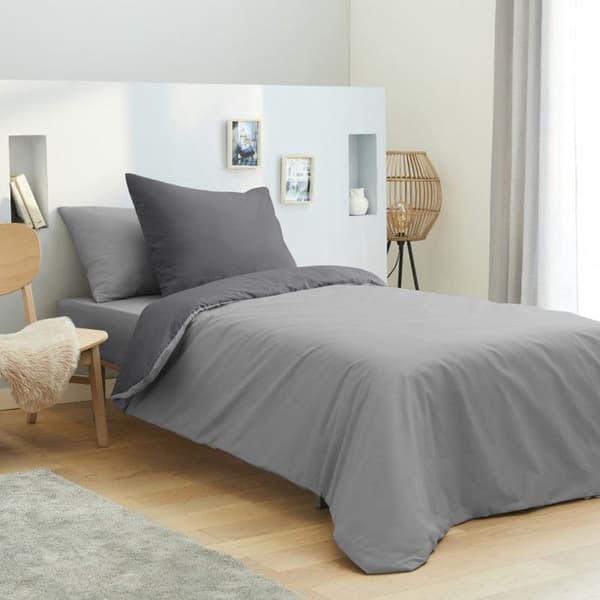 Komplett paket 4 stycken Grå/Antracit vändbart påslakan för säng 90 x 190 cm