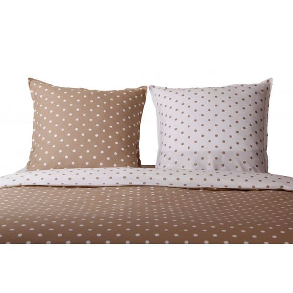 Duvetset Prickigt Cappuccino - 100% Bomull / 57 Trådar/cm² - Taupe - Duvetset 140 x 200 cm + 1 Kudde 65 x 65 cm