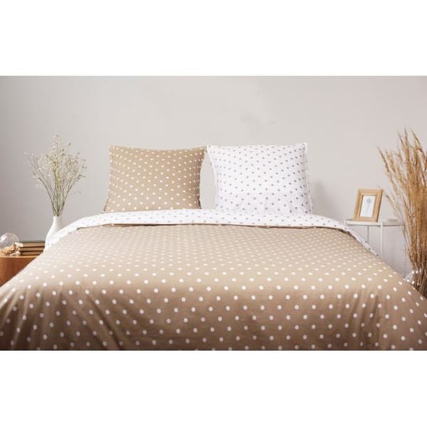 Capuccino Dots påslakanset - 100 % bomull / 57 trådantal/cm² - påslakanset 140 x 200 cm + 1 örngott 65 x 65 cm