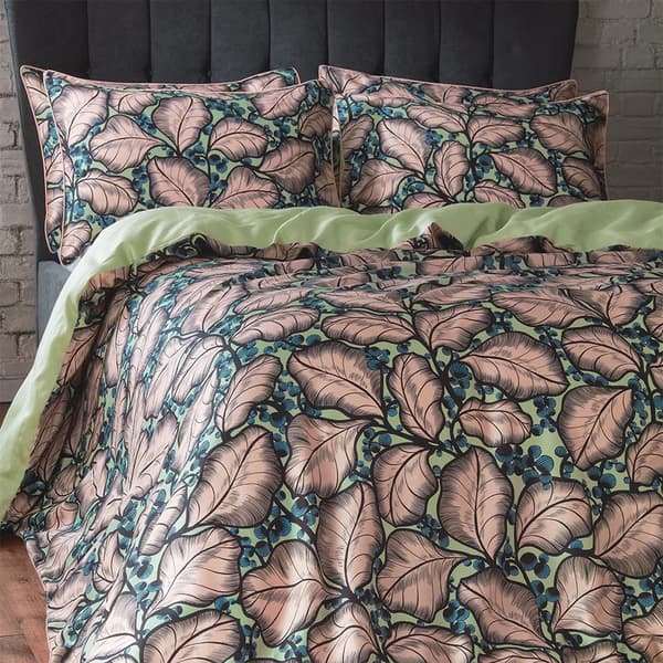 EW by Edinburgh Weavers Magali tropiskt påslakanset i satin med kontrasterande piping