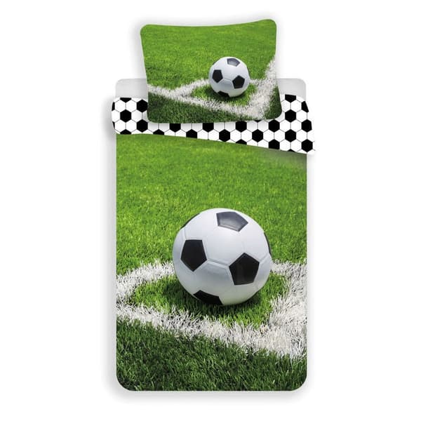 Cotton Football Duvet Cover Set Black/White/Green Single