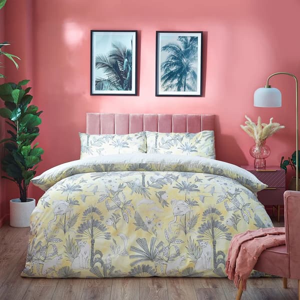 Furn Colony Palm Duvet Cover Set Yellow Superking