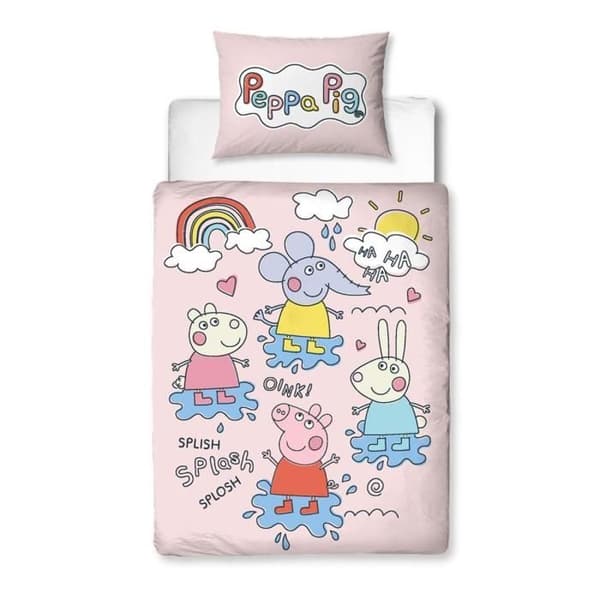 Sängkläder - Peppa Pig - Playful Junior - Duvetöverdrag och örngott - Rosa - Barn
