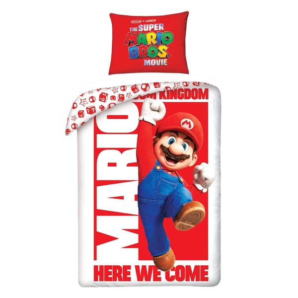 The Super Mario Bros Movie Sæt med vendbart dynebetræk Red/White/Blue Single