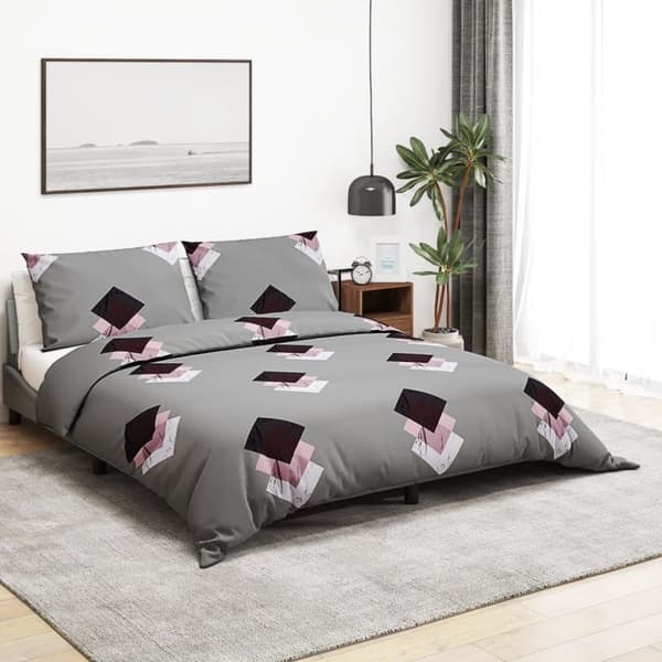 vidaXL sengetøj 200x200 cm bomuld grå