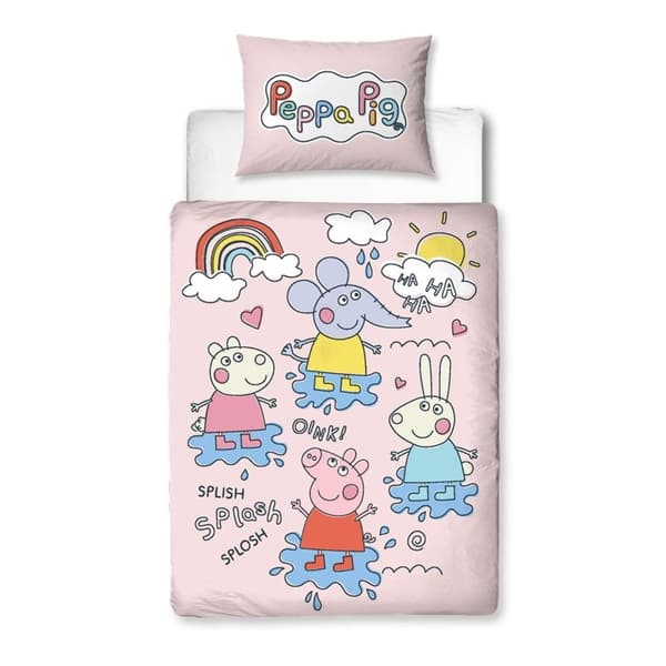 Peppa Pig Childrens/Kids Playful Duvet Cover Set Pink/Multicoloured Junior