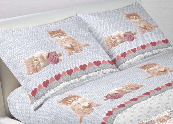 Biancheriaweb - W04119/Singolo/Gatti/new - Web Linne Enkelsäng Set 100% bomull Fantasy Cats Pattern Var. 19