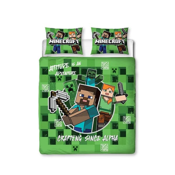 Minecraft Blocks dynebetrækssæt Green/Multicoloured Double