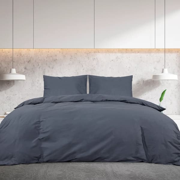 vidaXL Bäddset antracit 135x200 cm bomull - Påslakan
