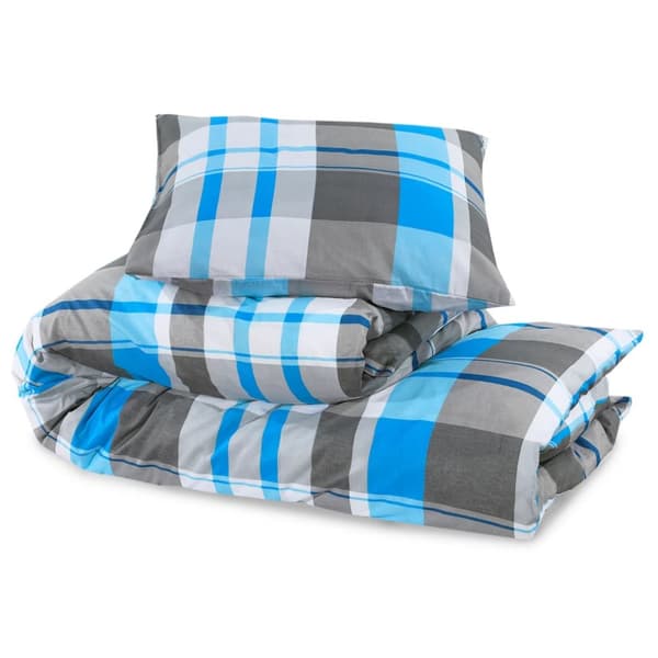 vidaXL Pussilakanasetti sininen ja harmaa 200x200 cm puuvilla - Tyynynpäälliset